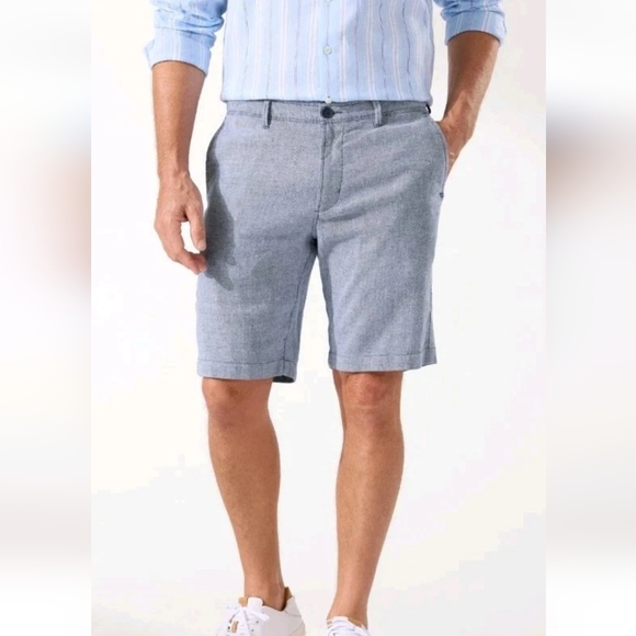 Tommy Bahama Beach Coast Blue‎ Linen Blend Flat Front Shorts Sz. 36 - Picture 1 of 12